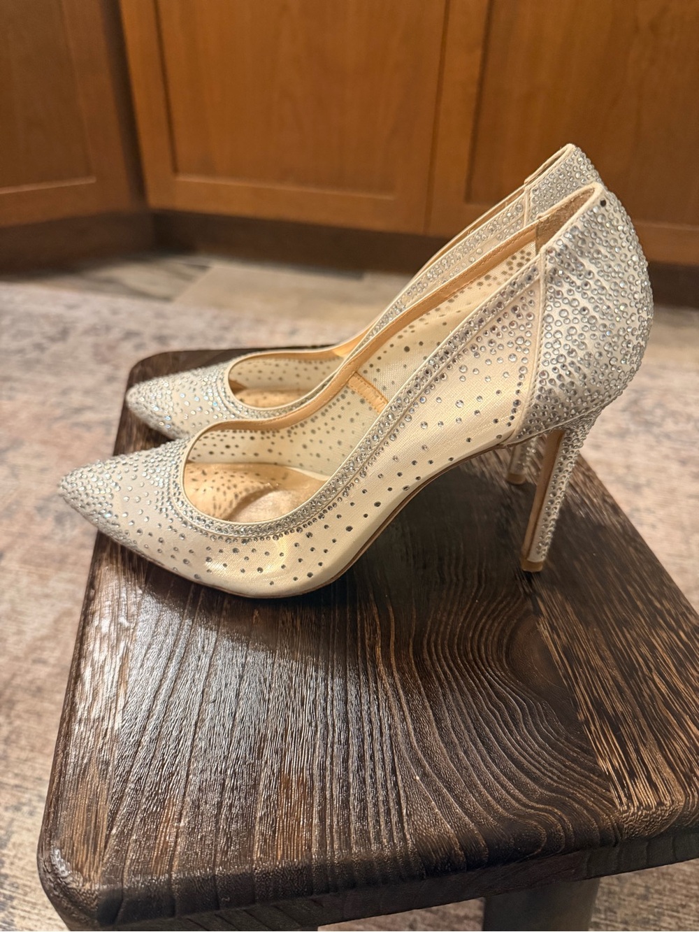 Badgley Mischka Ivory Crystal Pointed-Toe Stiletto Pumps